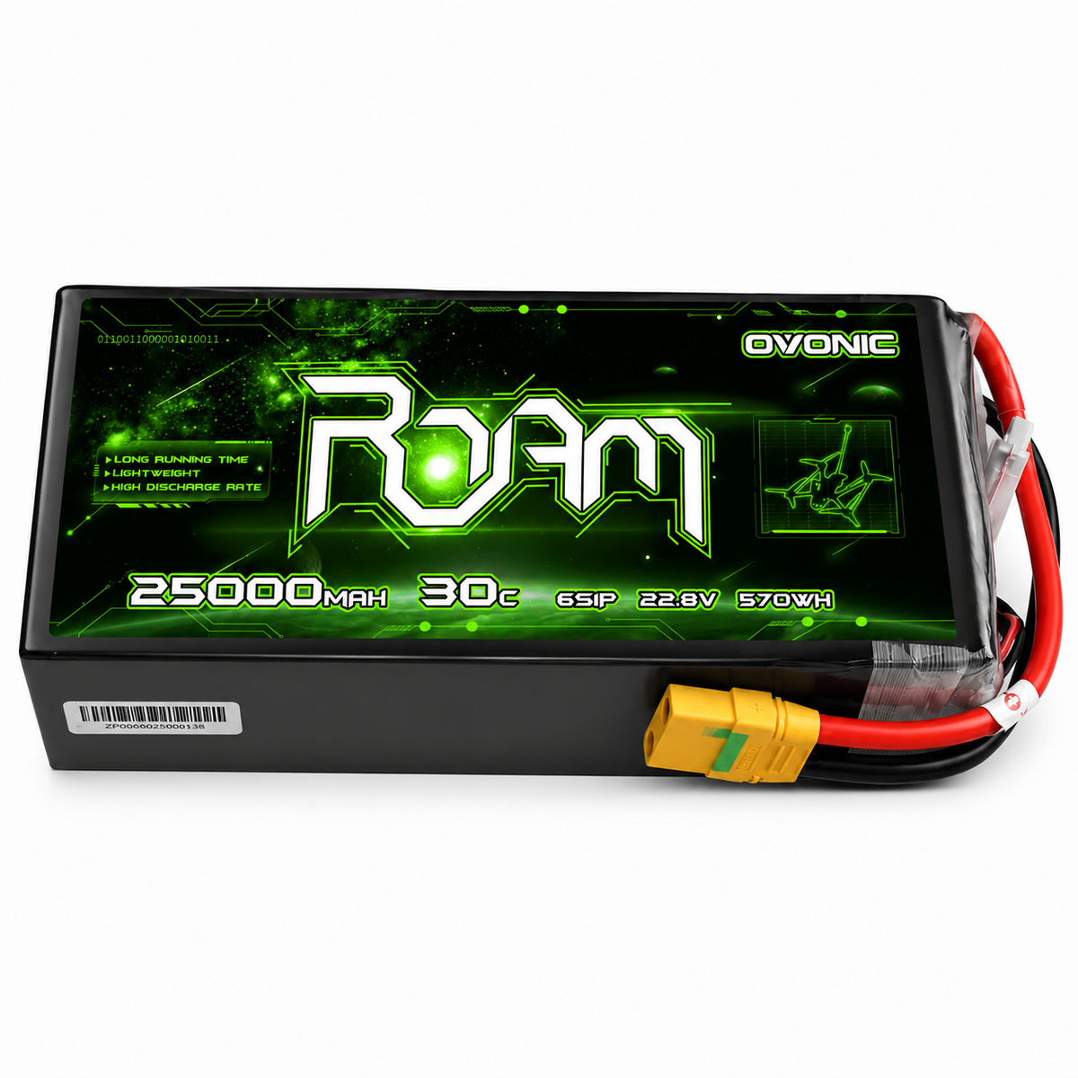 Ovonic ROAM 22.8V 25000mAh 30C 6S1P LiHV Battery Pack with XT90S-F Anti-Spark Connector for Long-Range Industrial Surveillance and Heavy UAVs