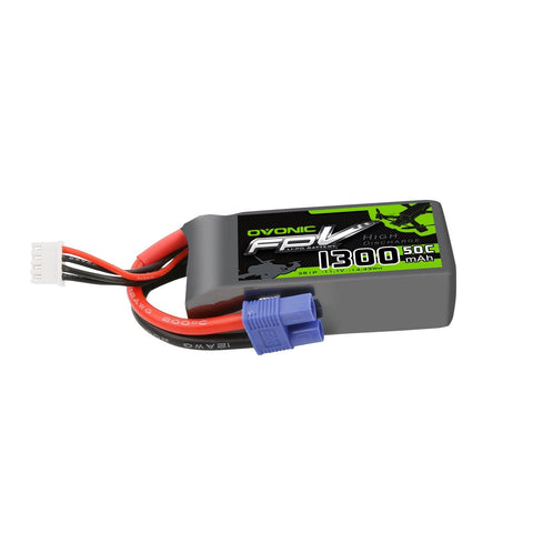 OVONIC 11.1V 1300mAh 3S 50C LiPo Battery Pack with EC3 Plug for Aircraft - Ampow