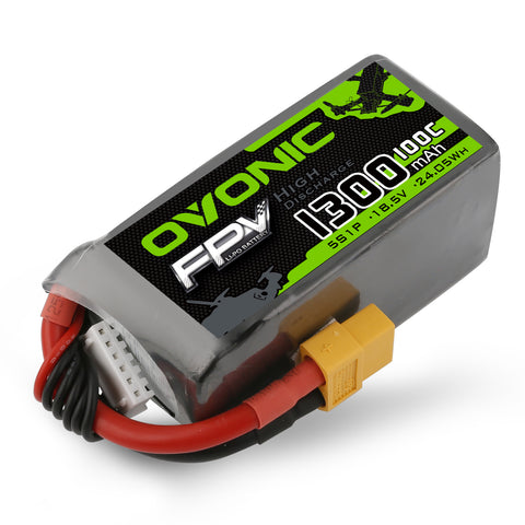 OVONIC 5S LiPo Battery Pack 1300mAh 100C 18.5V with XT60 Plug for FPV Racing Drone Quadcopter Drone Mini FPV Drone