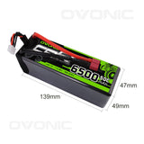 OVONIC Hardcase 14.8V 50C 6500 mAh 4S LiPo Battery Pack 14# with Deans Plug - Ampow