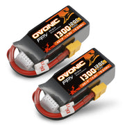 2×Ovonic 120C 1300mAh 4S 14.8V LiPo Battery Pack for FPV Racing with XT60 Plug