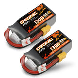2×Ovonic 120C 1300mAh 4S 14.8V LiPo Battery Pack for FPV Racing with XT60 Plug