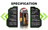 2×Ovonic 120C 1300mAh 4S 14.8V LiPo Battery Pack for FPV Racing with XT60 Plug