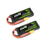 [2 Packs] OVONIC 11.1V 1400mAh 3S1P 50C Lipo Battery with XT60 & Trx Plug for 1/16 TRA Cars - Ampow