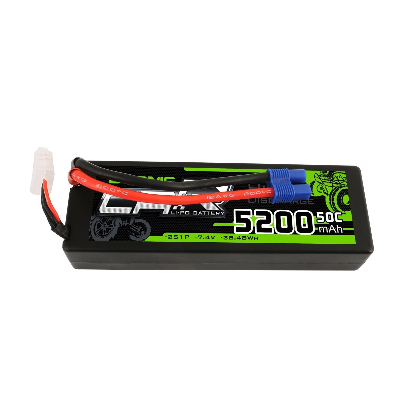 OVONIC 7.4V 5200mAh 2S1P 50C Hardcase LiPo Battery 24# with EC3 for 1/10 Arrma GRANITE VORTEKS - Ampow