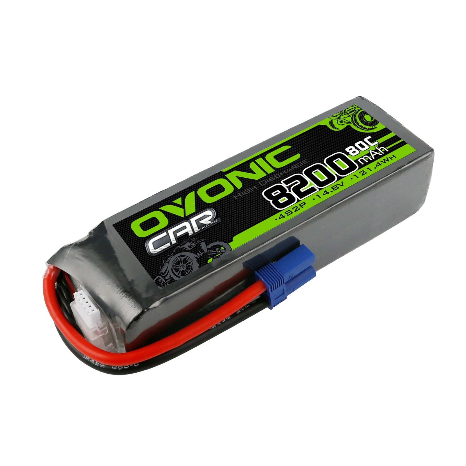 Ovonic 80C 4S2P 8200mAh 14.8V LiPo Battery Pack With EC5 Plug For Arrma 1/5 8S Car - Ampow