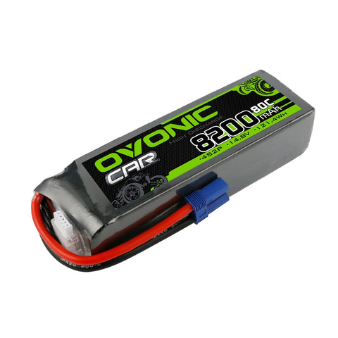 Ovonic 80C 4S2P 8200mAh 14.8V LiPo Battery Pack With EC5 Plug For Arrma 1/5 8S Car - Ampow