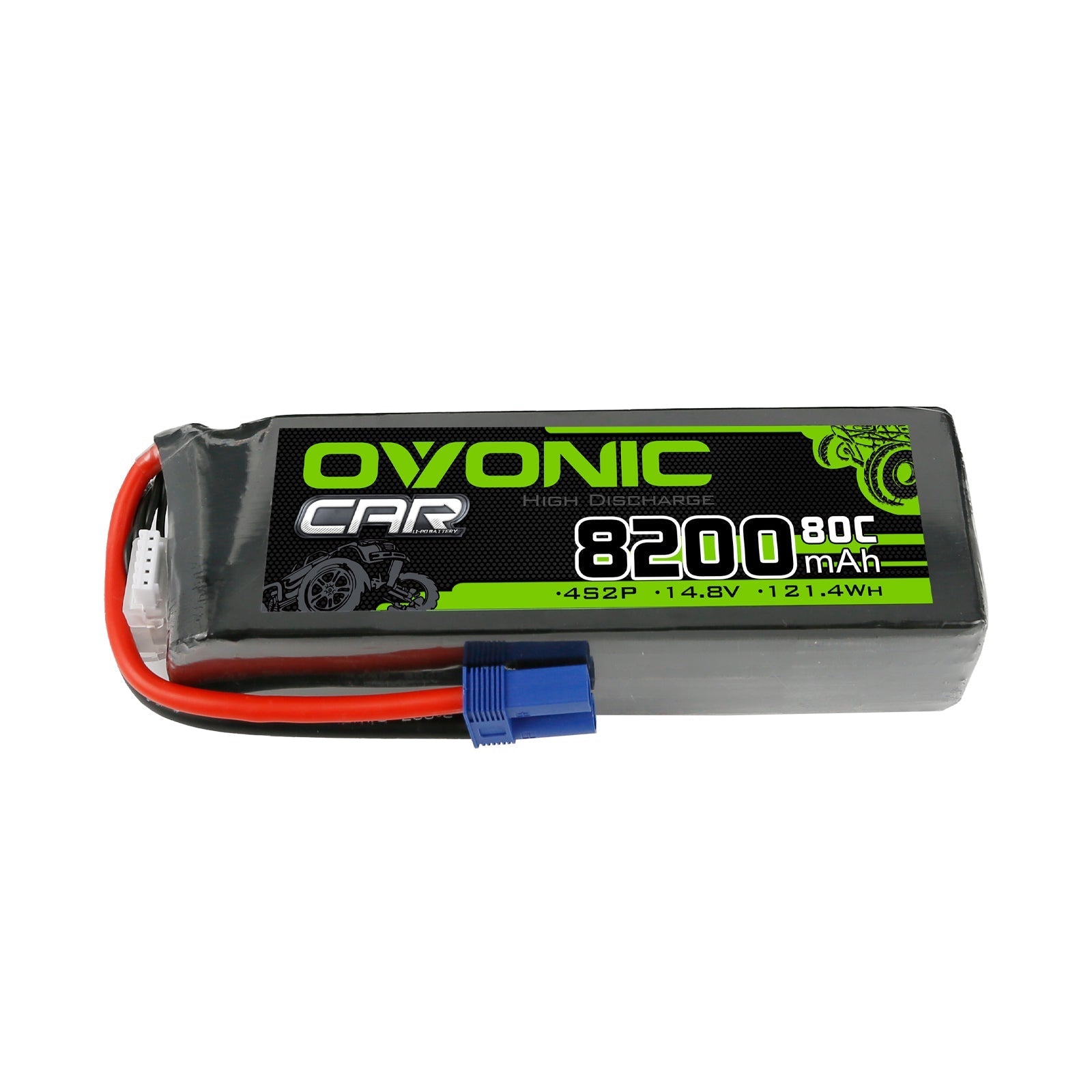 Ovonic 80C 4S2P 8200mAh 14.8V LiPo Battery Pack With EC5 Plug For Arrma 1/5 8S Car - Ampow