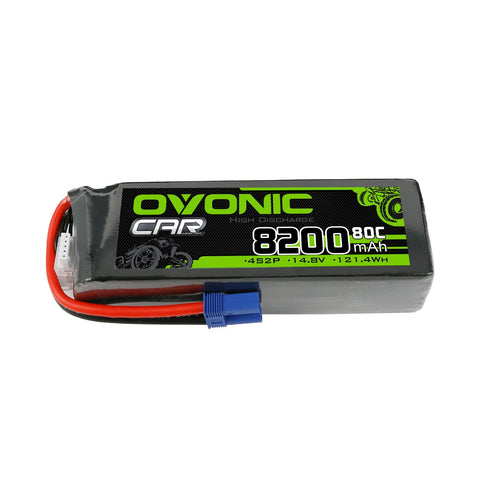 Ovonic 80C 4S2P 8200mAh 14.8V LiPo Battery Pack With EC5 Plug For Arrma 1/5 8S Car - Ampow