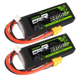2×OVONIC 7.4V 2200mAh 2S1P 50C Lipo Battery with XT60 & Trx Plug for 1/16 1/18 Traxxas Cars
