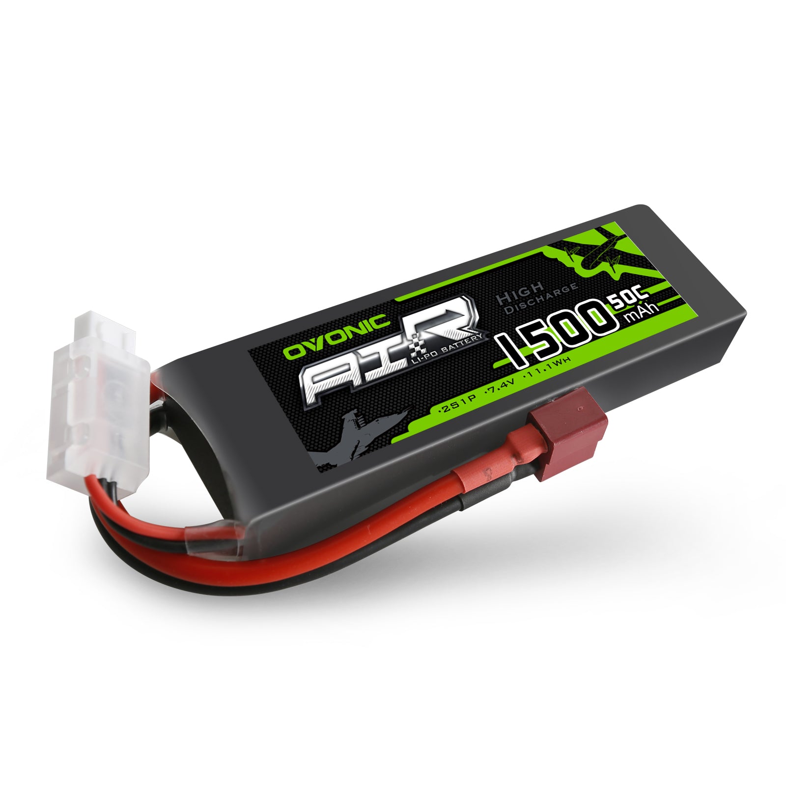 OVONIC 7.4V 50C 2S 1500mAh LiPo Battery Deans for Foamy Airplane 1