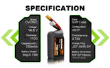 2x Ovonic 110C 4S 750mah Lipo Battery 14.8V Pack with XT30 Plug for FPV Racing FPV Ampow