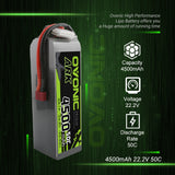 [2 Packs] OVONIC ARK 50C 22.2V 6S 4500mAh LiPo with T Plug for airplane EDF Jet - Ampow