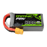 OVONIC 11.1V 3S 1300mAh 50C LiPo Battery Pack with XT60 Plug for FPV Drone - Ampow