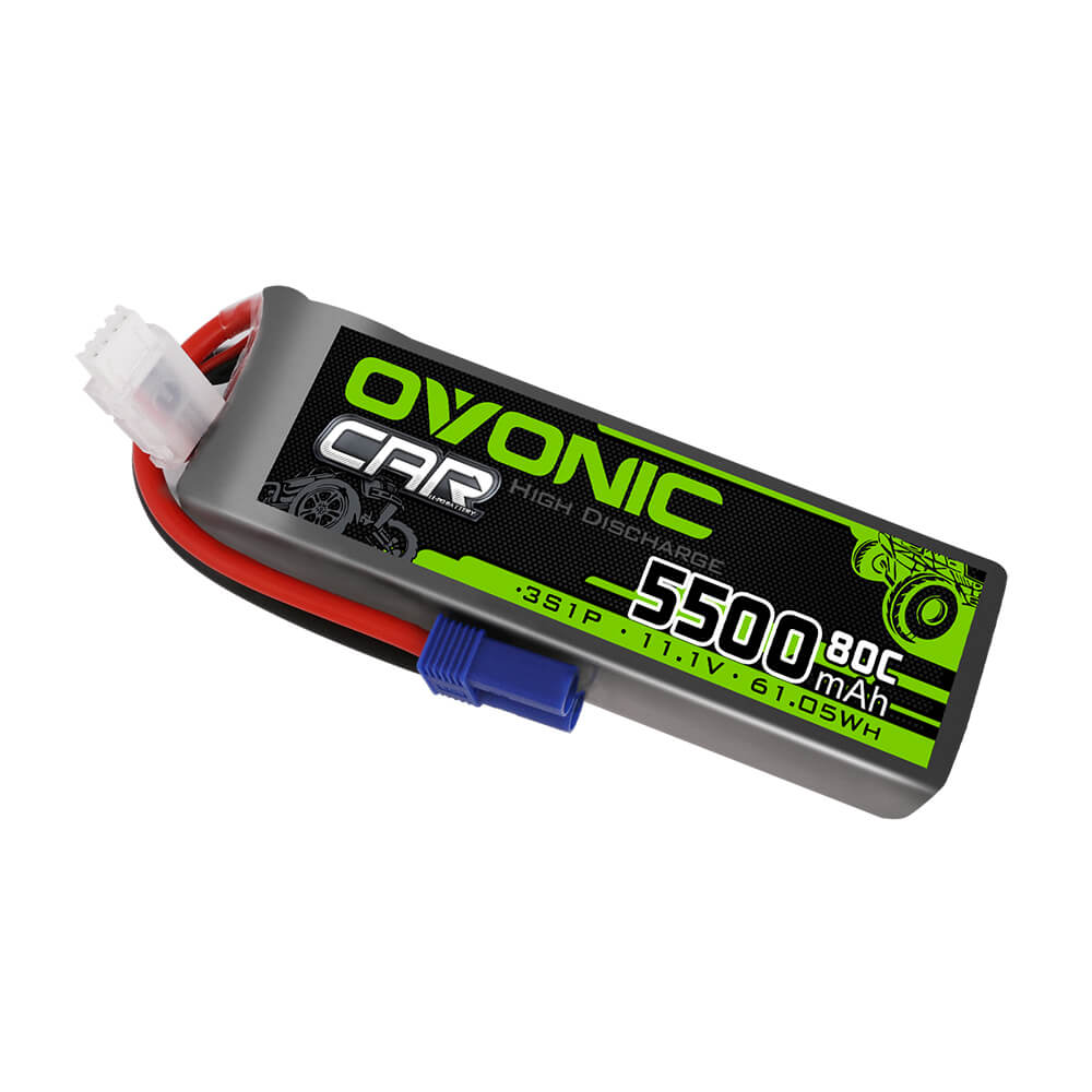 Ovonic 80C 3S1P 5500mAh 11.1V LiPo Battery for RC Car - EC5 Plug