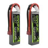 2x OVONIC ARK series 11.1V 2200mAh 3S 25C Lipo Battery with Deans for Glider, Park flyer