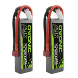 [2 Packs] OVONIC ARK series 11.1V 2200mAh 3S 25C Lipo Battery with Deans for Glider, Park flyer - Ampow