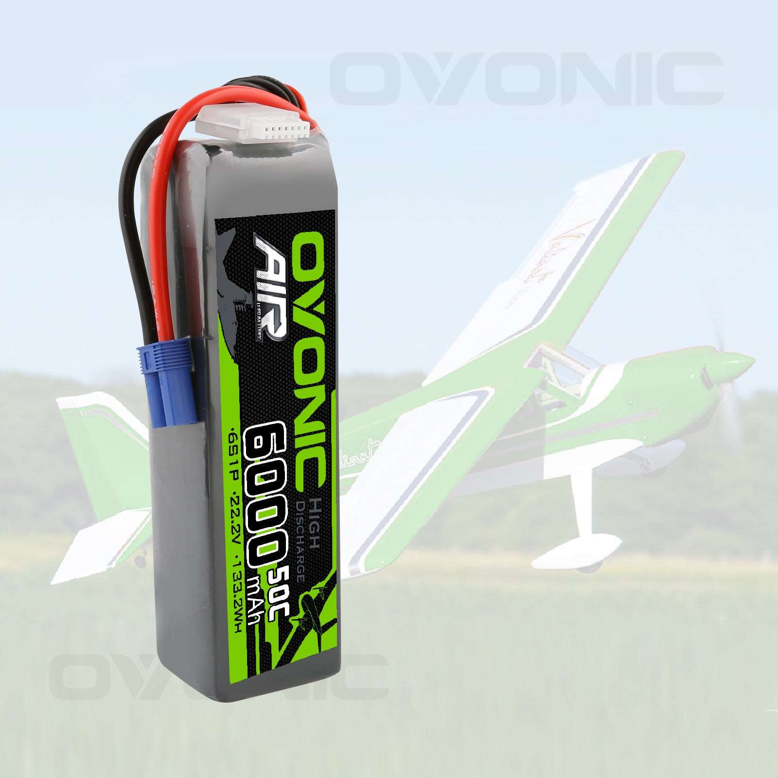Ovonic 6000mah 6S 22.2V 50C Lipo Battery Pack with EC5 Plug for Airplane&Heli Car - Ampow