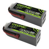 [2 Packs] OVONIC ARK 50C 22.2V 6S 4500mAh LiPo with T Plug for airplane EDF Jet - Ampow