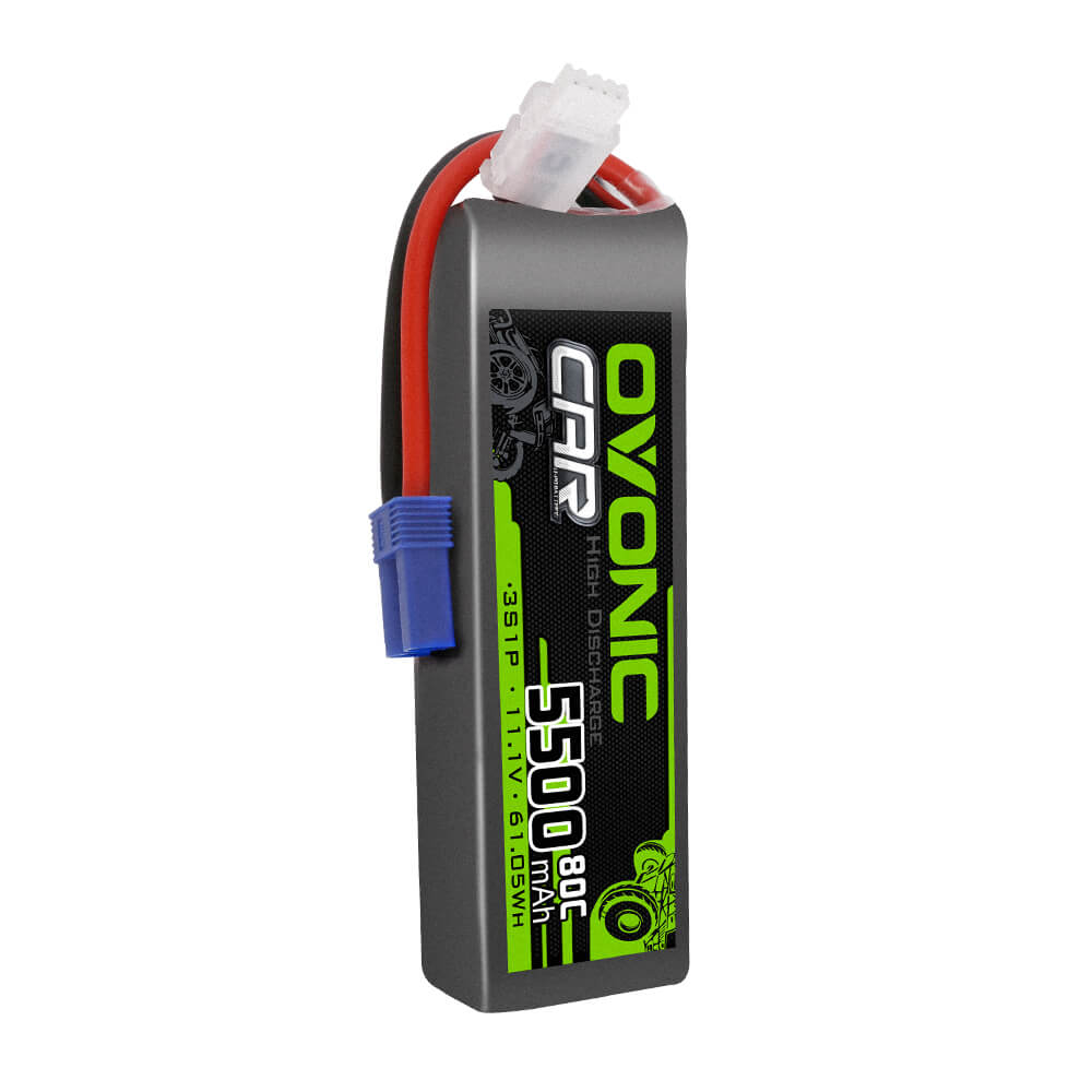 Ovonic 80C 3S1P 5500mAh 11.1V LiPo Battery for RC Car - EC5 Plug