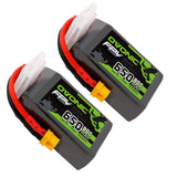 2x Ovonic 650mah 4S 14.8V 80C Lipo Battery Pack with XT30 Plug for FPV