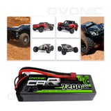 OVONIC 7.4V 7200mAh 2S 50C Hardcase LiPo Battery Pack 24# with Deans Plug - Ampow