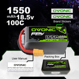 OVONIC 18.5V 1550mAh 5S 100C LiPo Battery Pack with XT60 Plug for FPV Flying
