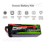 OVONIC Hardcase 14.8V 50C 6500 mAh 4S LiPo Battery Pack 14# with Deans Plug - Ampow