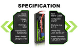 OVONIC 7.4V 5200mAh 2S1P 50C Hardcase Lipo Battery 24# with XT60 Plug for RC Car Trucks
