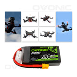 4×Ovonic 650mah 3S 11.1V 80C Lipo Battery Pack with XT30 Plug for Small FPV