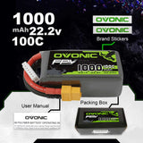 Ovonic 22.2V 100C 6S 1000mAh LiPo Battery Pack with XT60 Plug for FPV UAV