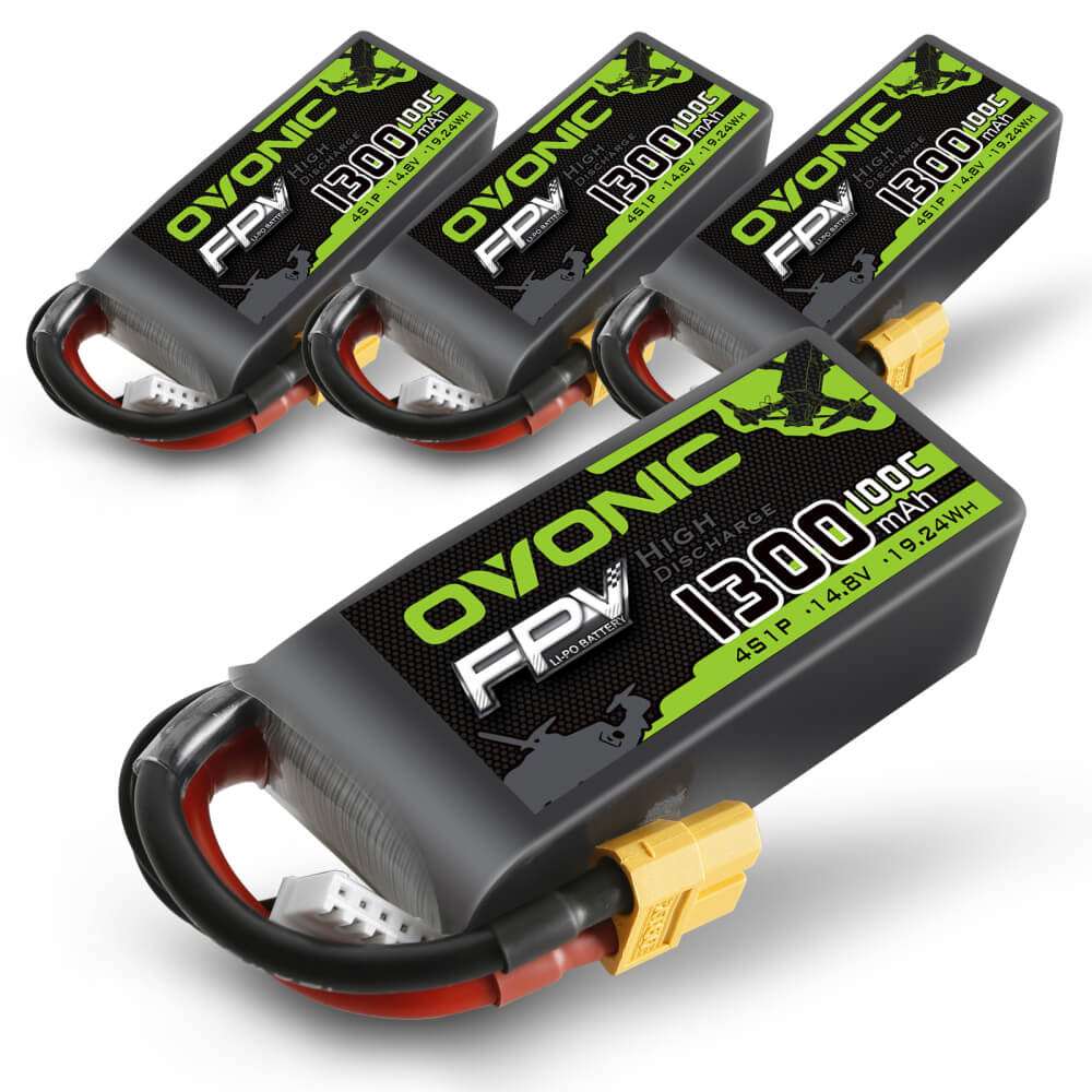 OVONIC 4S 1300mAh LiPo Battery 100C 14.8V Pack for FPV freestyle