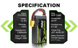 OVONIC 4S 1300mAh LiPo Battery 100C 14.8V Pack with XT60 Plug for FPV Freestyle