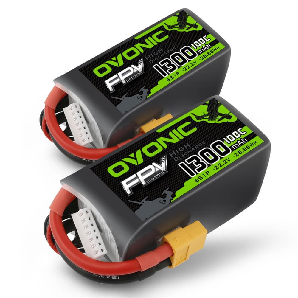 OVONIC 22.2V 100C 6S 1300mAh LiPo Battery Pack with XT60 Plug for FPV
