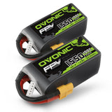 2×OVONIC 100C 14.8V 1550mAh 4S LiPo Battery Pack for FPV- XT60 Plug