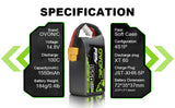 OVONIC 14.8V 1550mAh 4S 100C LiPo Battery Pack with XT60 Plug for FPV