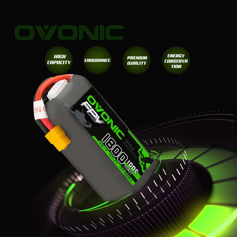 Ovonic 100C 6S 1800mAh 22.2V LiPo Battery for FPV quadcopters