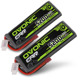 2x Ovonic 100C 2S1P 5200mAh 7.4V LiPo Battery for RC Car - Deans Plug