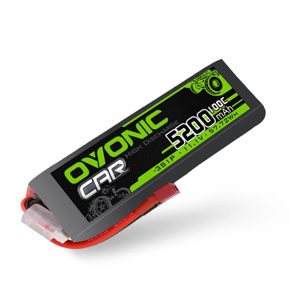 2x Ovonic 100C 3S1P 5200mAh 11.1V LiPo Battery for RC Car - Deans Plug - Ampow