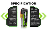 OVONIC 22.2V 5200mAh 6S 100C LiPo with XT90 & AS150 Plug for drone