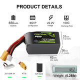 2x Ovonic 100C 6S 650mah Lipo Battery 22.2V Pack with XT30 Plug for fpv freestyle
