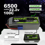 Ovonic 100C 22.2V 6500mAh 6S1P Lipo Battery with EC5 Plug for RC boat