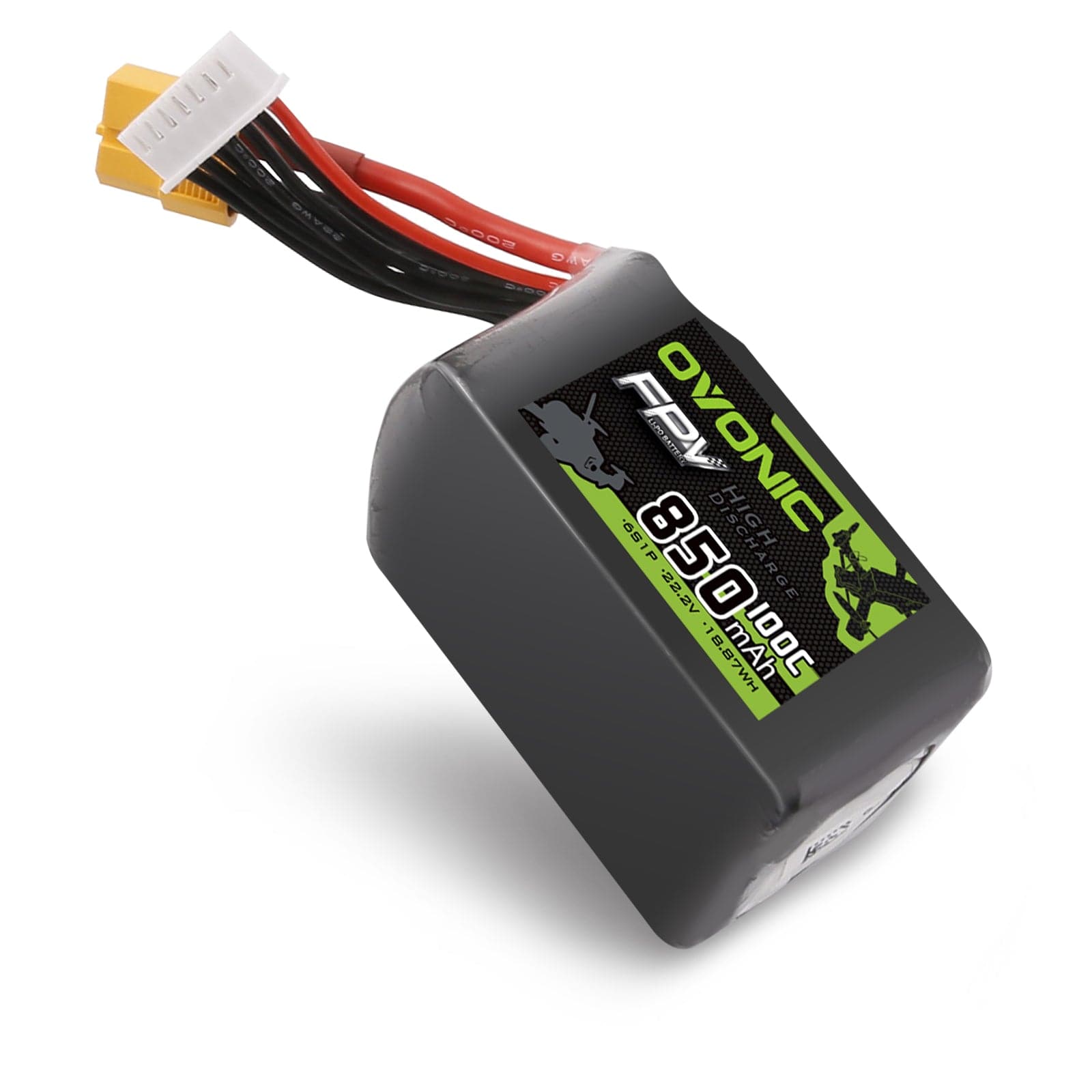 2x Ovonic 100C 6S 850mah Lipo Battery 22.2V Pack with XT60 Plug for fpv