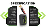 2x Ovonic 100C 6S 850mah Lipo Battery 22.2V Pack with XT60 Plug for rc