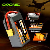 Ovonic 120C 22.2V 6S 1200mAh LiPo Battery with XT60 Plug for FPV Racing - Ampow