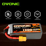 [4 Packs] Ovonic 1300mAh 4S 120C 14.8V LiPo Battery Pack for FPV Racing - XT60 Plug - Ampow
