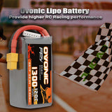 [2 Pack] Ovonic 120C 6S 1300mAh 22.2V LiPo Battery Pack for FPV Racing - XT60 Plug - Ampow