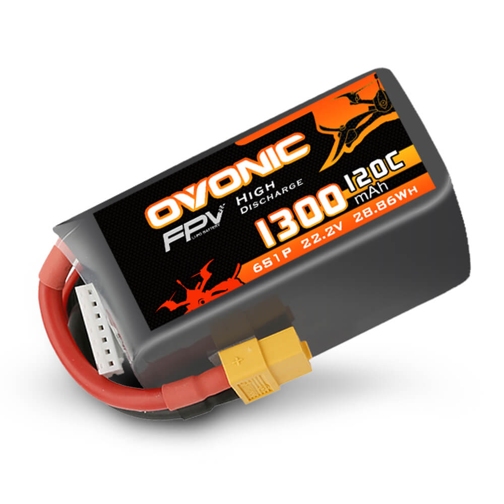 Ovonic 120C 6S 1300mAh 22.2V LiPo Battery Pack with XT60 Plug for FPV racing