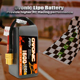 [4 Packs] Ovonic 120C 14.8V 1600mAh 4S LiPo Battery Pack for FPV Racing - XT60 Plug - Ampow