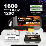 Ovonic 120C 14.8V 1600mAh 4S LiPo Battery Pack for 5-inch FPV